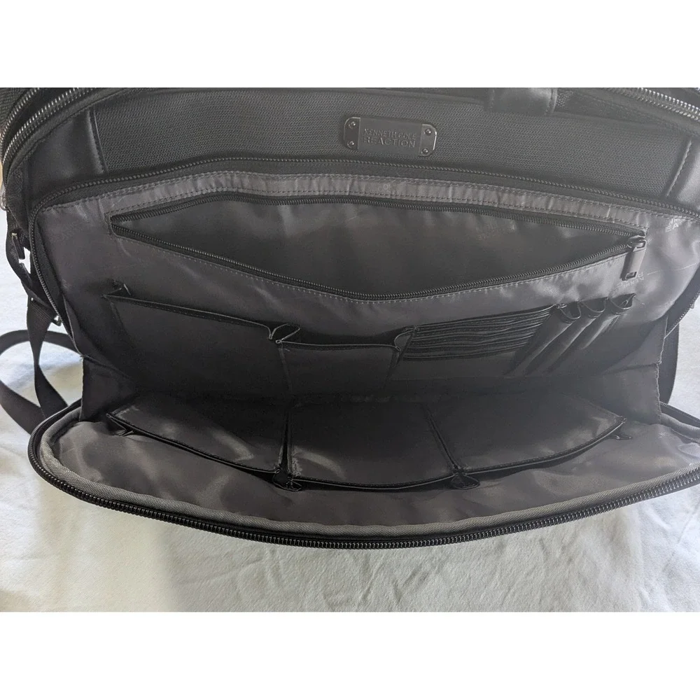 Kenneth Cole Reaction Briefcase Bag Black Nylon Laptop Messenger Bag R-Tech
